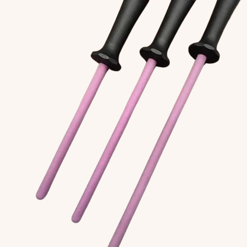 Fusil à aiguiser en céramique rose longue Aiguiseur Couteau