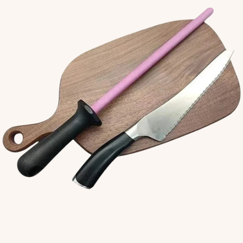 Fusil à aiguiser en céramique rose longue Aiguiseur Couteau