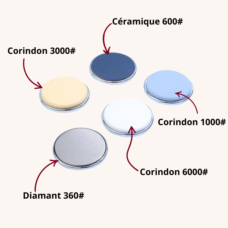 Set complet pierres pour aiguiseur de couteau professionnel 4 angles Mon aiguiseur couteau