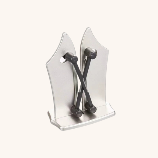 Aiguiseur couteau à bras croisés design Argenté Mon aiguiseur couteau