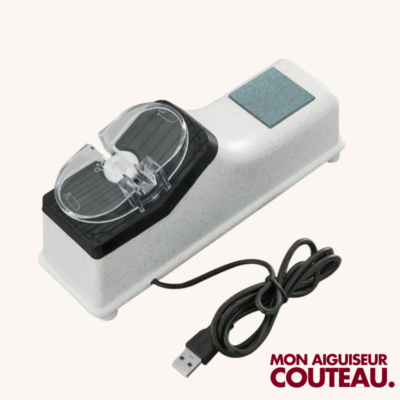 Aiguiseur couteau électrique blanc charge USB Mon aiguiseur couteau