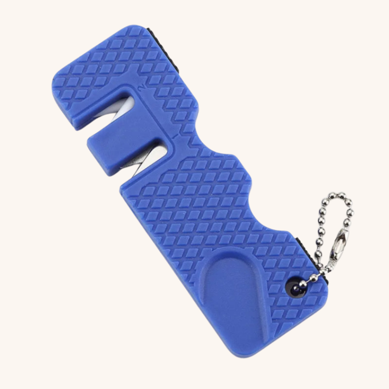 Aiguiseur couteau léger et coloré porte clé Bleu Mon aiguiseur couteau