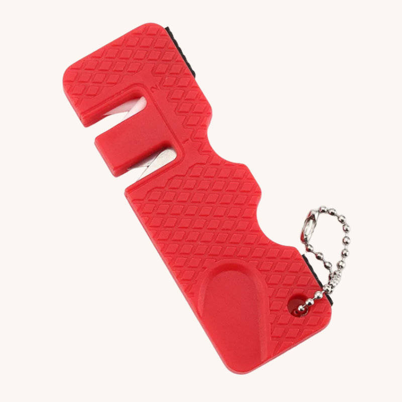 Aiguiseur couteau léger et coloré porte clé Rouge Mon aiguiseur couteau